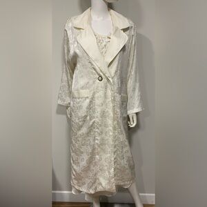 Vintage Victoria's Secret Gold Label Ivory Robe & Gown Set Lace Womens SM